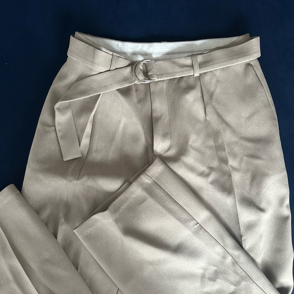 Maniere De Voir Beige Belted Dress Pants